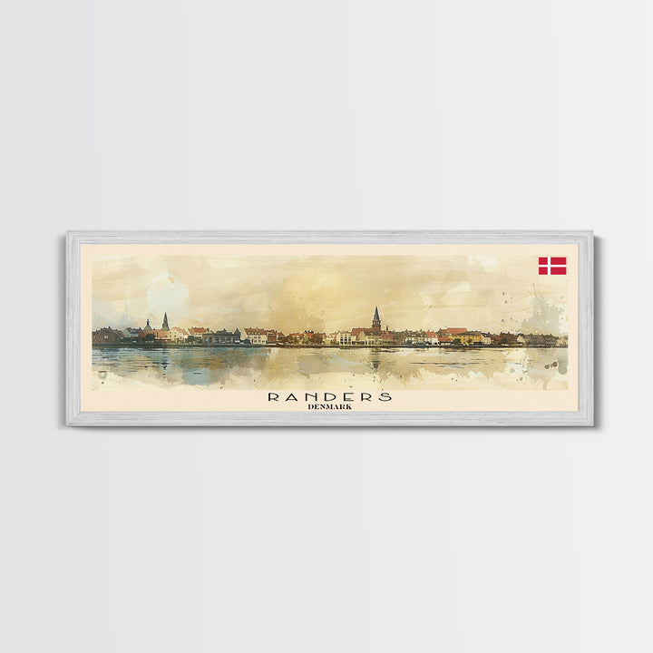 Randers Denmark Travel Art, City Art, Framed Canvas Print or Metal Wall Art, Europe Travel Poster, Panoramic Wall Art, Extra Wide Wall Art