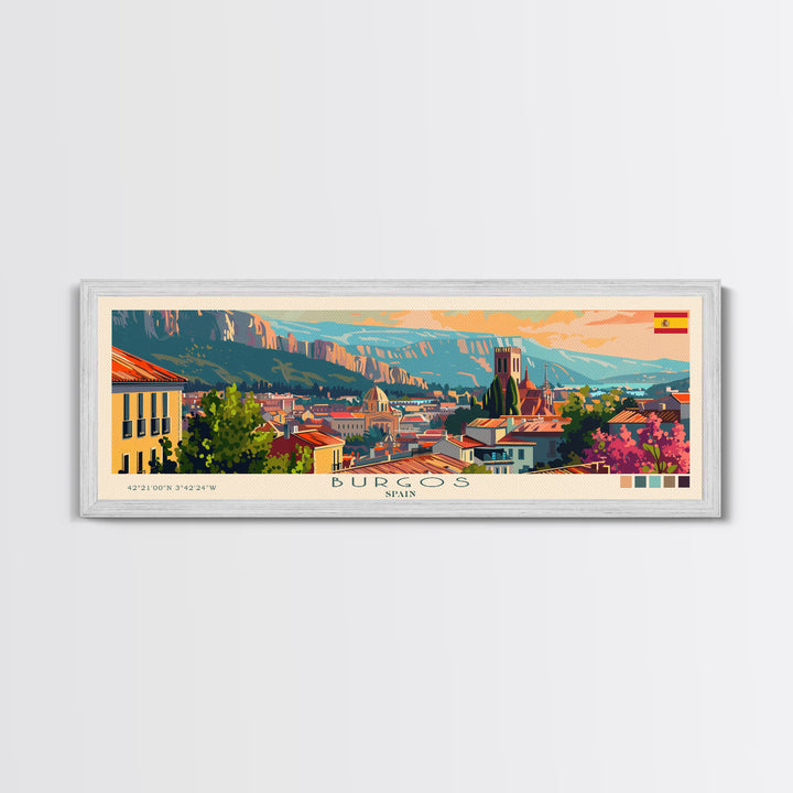Burgos Spain Wall Art, Panoramic Travel Poster, Panoramic Framed Canvas Print, City Wall Art, Wall Hanging Home Decor, Travel Art