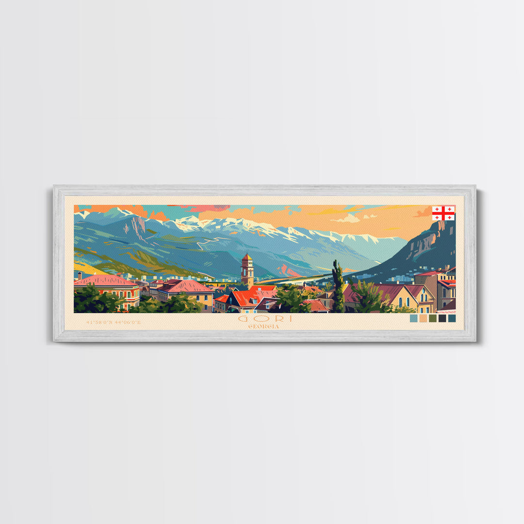 Gori Georgia Travel Print Wall Art, Panoramic City Art, Travel Art, Wall Decor, Vacation Gift, Framed Canvas Print Or Metal Art
