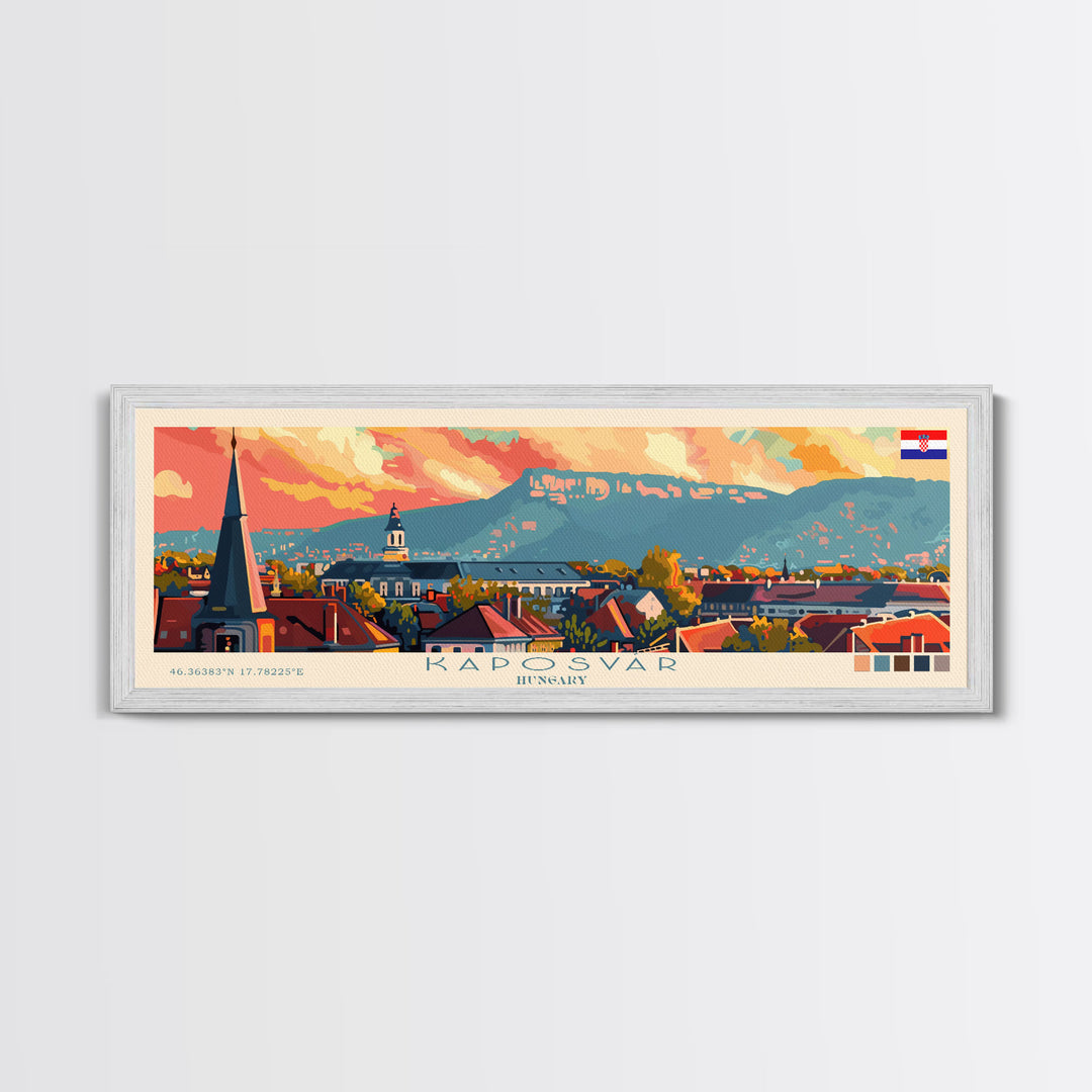 Kaposvar Hungary Travel Print Wall Art, Panoramic City Art, Travel Art, Wall Decor, Vacation Gift, Framed Canvas Print Or Metal Art