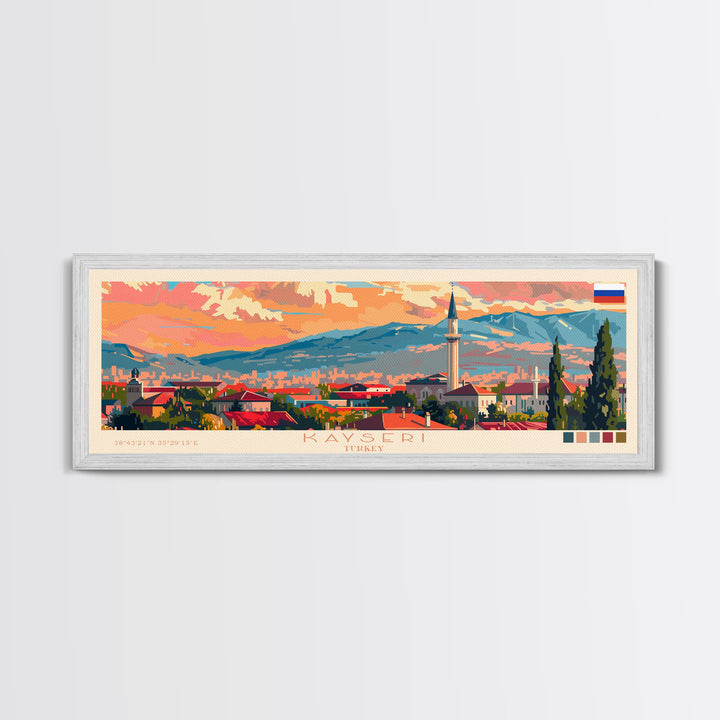 Kayseri Turkey Travel Art, City Art, Framed Canvas Print or Metal Wall Art, Europe Travel Poster, Panoramic Wall Art, Extra Wide Wall Art