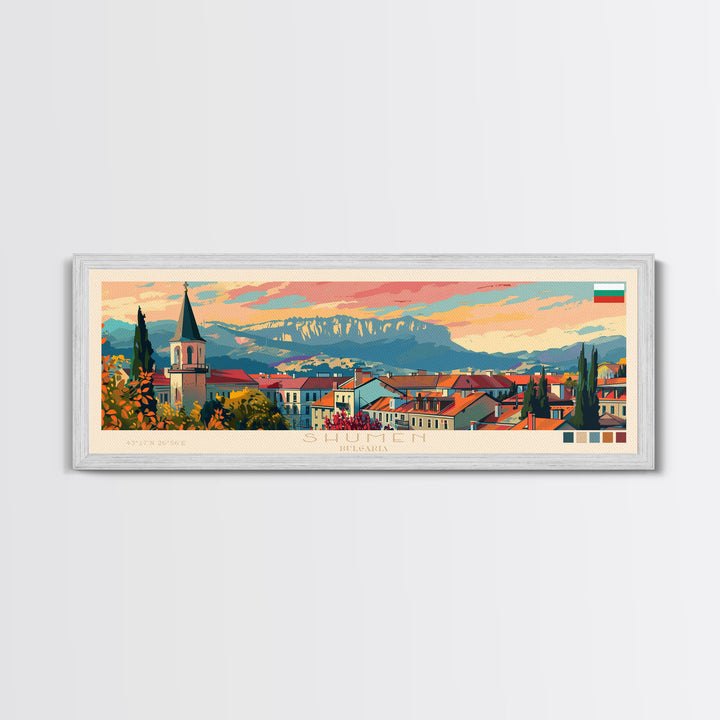 Shumen Bulgaria Travel Art, City Art, Framed Canvas Print or Metal Wall Art, Europe Travel Poster, Panoramic Wall Art, Extra Wide Wall Art