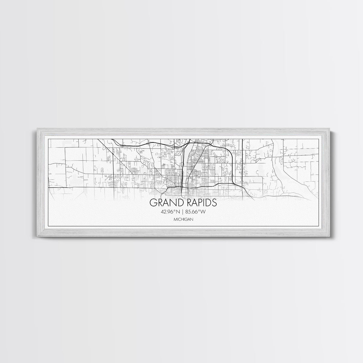Panoramic Grand Rapids City Map, Michigan Art, Map Print, Minimalist Wall Art, Canvas Art, Housewarming Gift, Street Map Art, Closing Gift