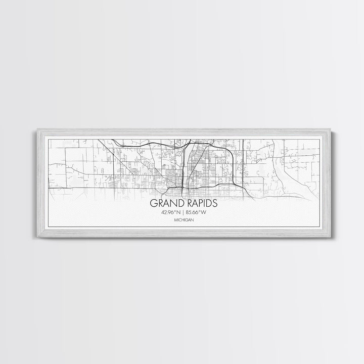 Panoramic Grand Rapids City Map, Michigan Art, Map Print, Minimalist Wall Art, Canvas Art, Housewarming Gift, Street Map Art, Closing Gift