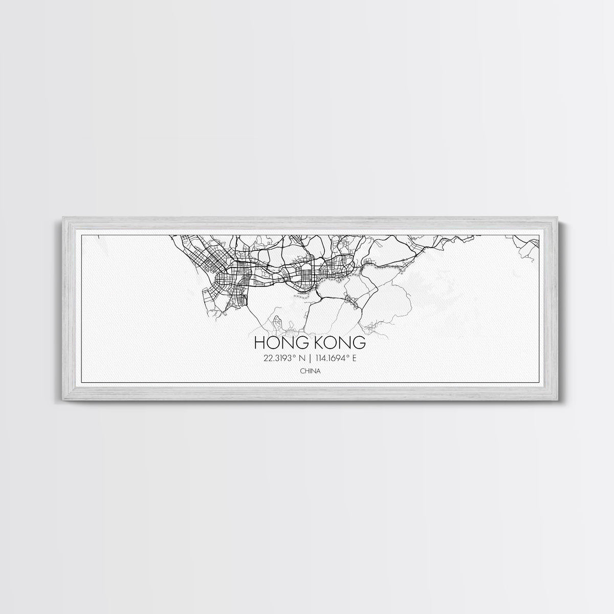 Panoramic Hong Kong City Map, China Art, Map Print, Minimalist Wall Art, Canvas Art, Housewarming Gift, Street Map Art, Closing Gift