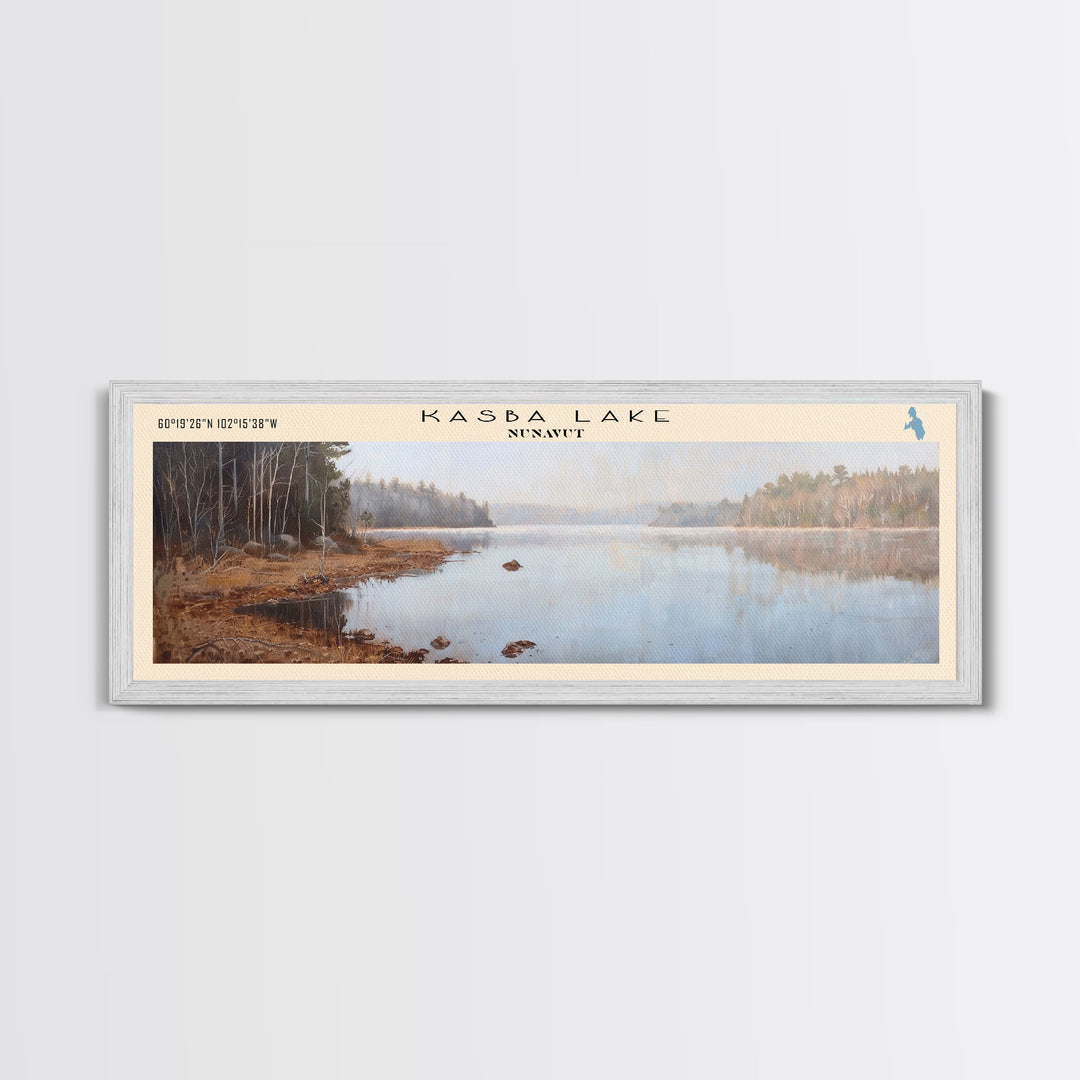 Kasba Lake Framed Canvas Print, Lake House Decor, Panoramic Wall Art, Travel Poster, Beautiful Lake Painting, Home Decor