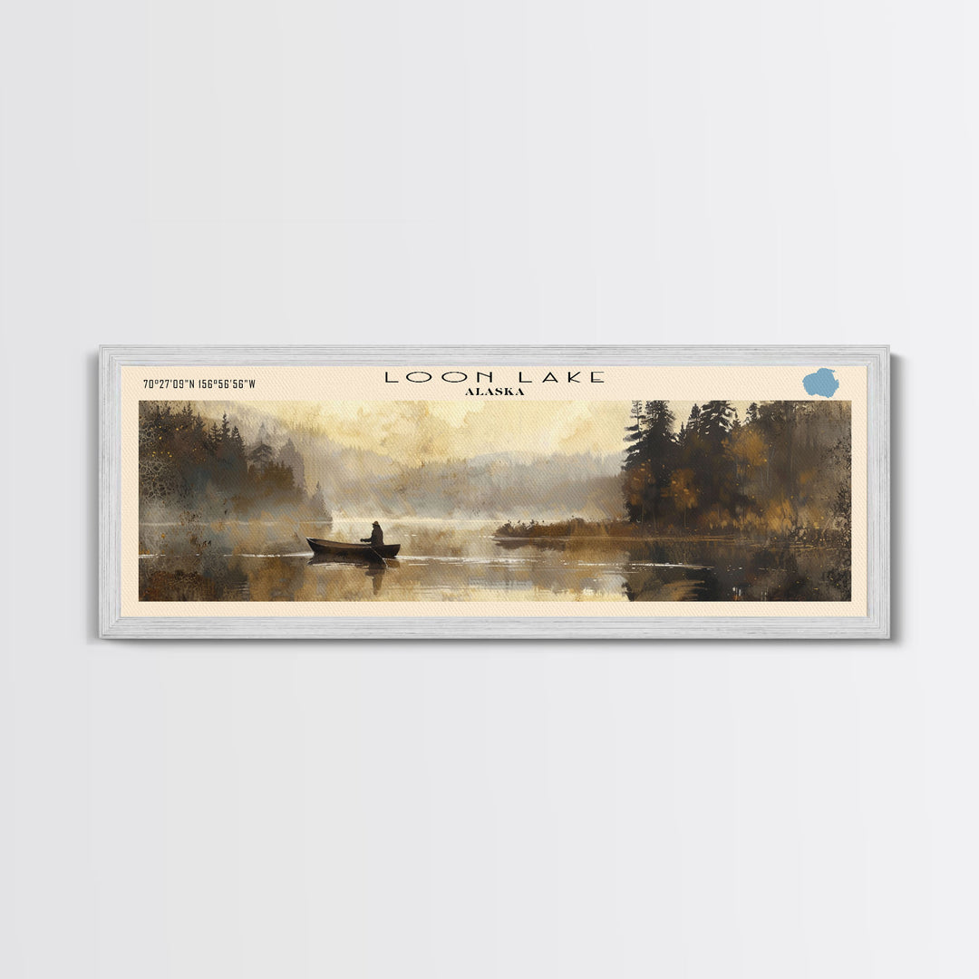 Mark Twain Lake Missouri Framed Canvas Print, Lake House Decor, Panoramic Wall Art, Travel Poster, Landscape Painting, Bedroom Decor