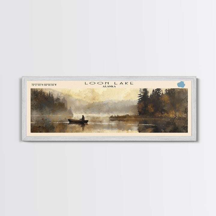 Mark Twain Lake Missouri Framed Canvas Print, Lake House Decor, Panoramic Wall Art, Travel Poster, Landscape Painting, Bedroom Decor