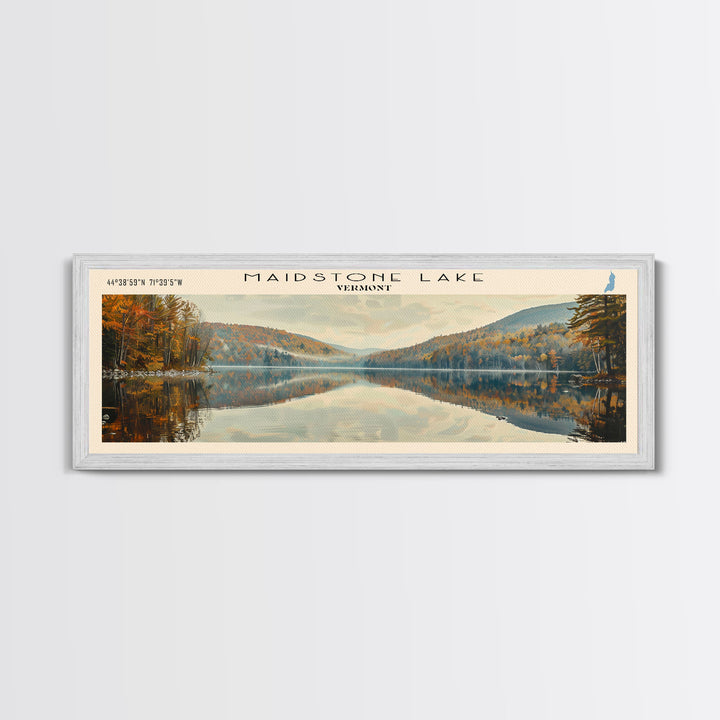 Mercer Lake New Jersey Framed Canvas Print, Lake House Decor, Panoramic Wall Art, Travel Poster, Landscape Painting, Bedroom Decor