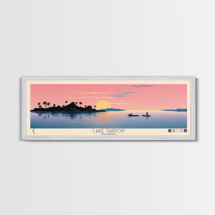 Lake Tarpon Florida Framed Canvas Print, Panoramic Wall Art, Midcentury Modern, Pop Art, Living Room Decor, Travel Poster, Lake House Art