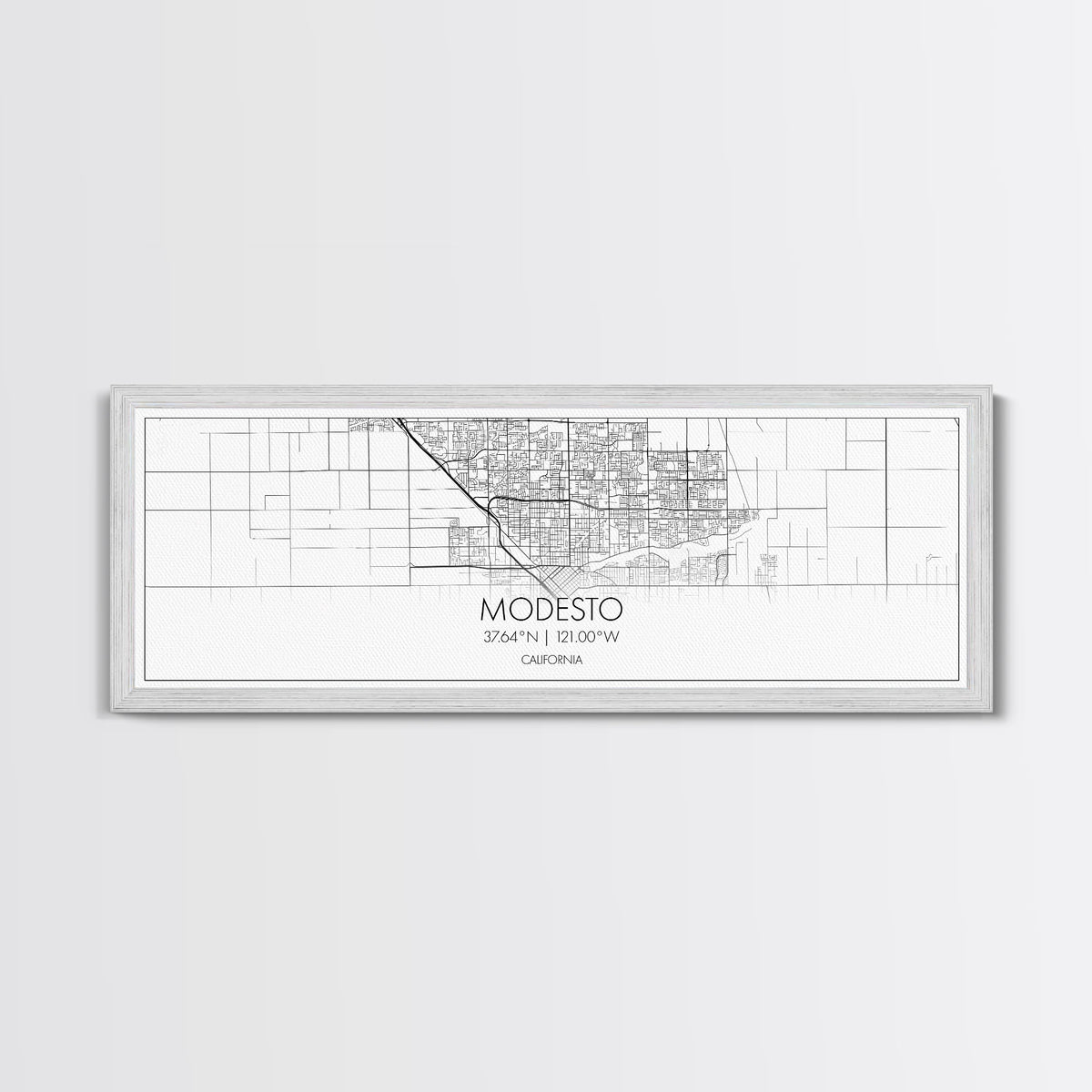 Panoramic Modesto City Map, California Art, Map Print, Minimalist Wall Art, Canvas Art, Housewarming Gift, Street Map Art, Closing Gift