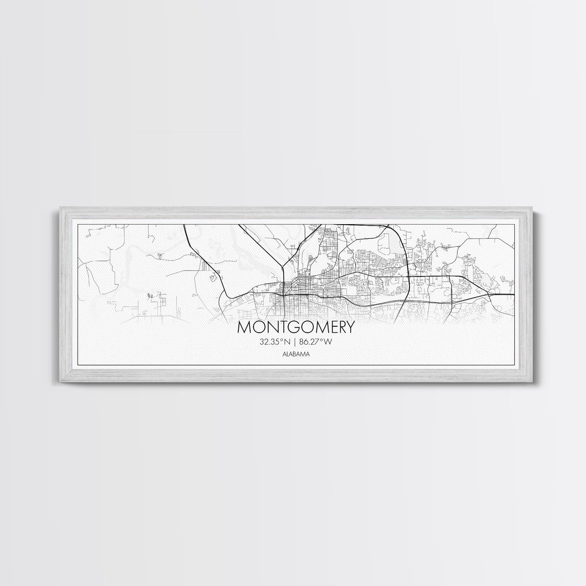 Panoramic Montgomery City Map, Alabama Art, Map Print, Minimalist Wall Art, Canvas Art, Housewarming Gift, Street Map Art, Closing Gift