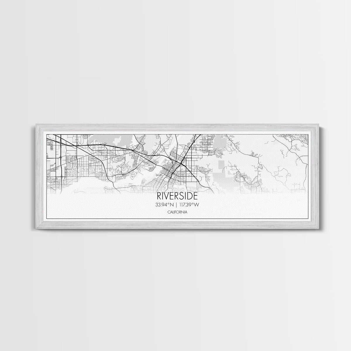 Panoramic Riverside City Map, California Art, Map Print, Minimalist Wall Art, Canvas Art, Housewarming Gift, Street Map Art, Closing Gift