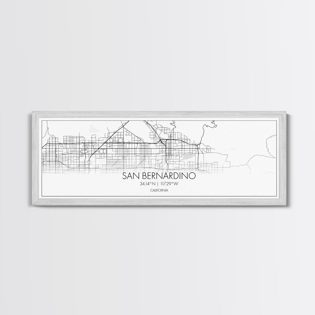 Panoramic San Bernardino City Map, California Art, Map Print, Minimalist Wall Art, Canvas Art, Housewarming Gift, Street Map, Closing Gift