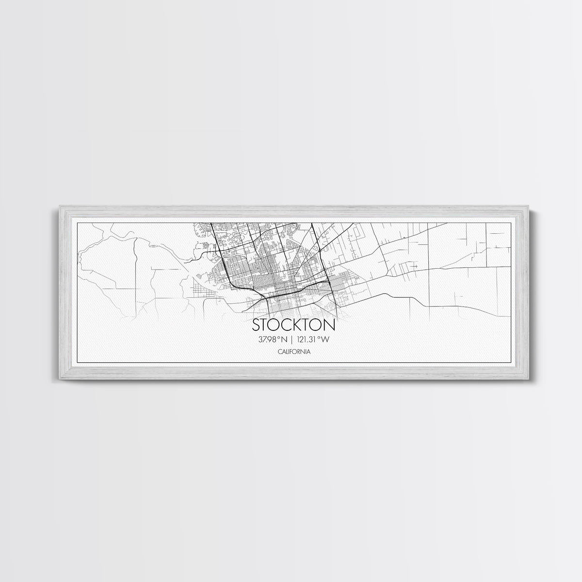 Panoramic Stockton City Map, California Art, Map Print, Minimalist Wall Art, Canvas Art, Housewarming Gift, Street Map Art, Closing Gift