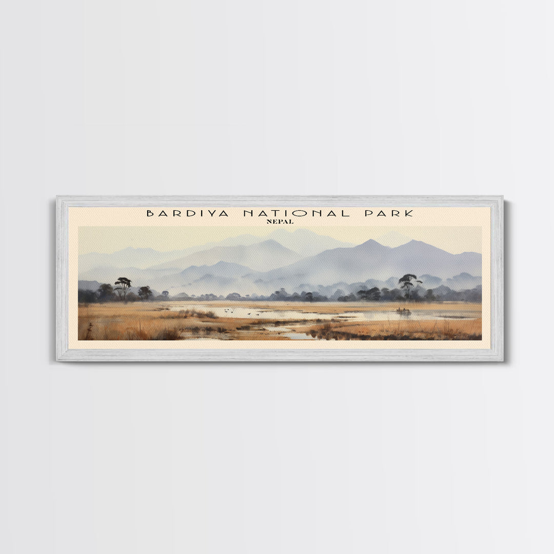 Bardiya National Park Retro Style Travel Poster - Framed Canvas Print - COUNTRY Travel Decor, Vintage Style Home Decor - Travel Print - Wall Art