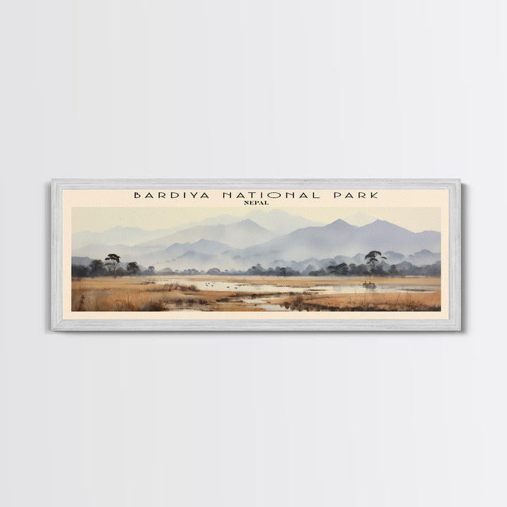 Bardiya National Park Retro Style Travel Poster - Framed Canvas Print - COUNTRY Travel Decor, Vintage Style Home Decor - Travel Print - Wall Art