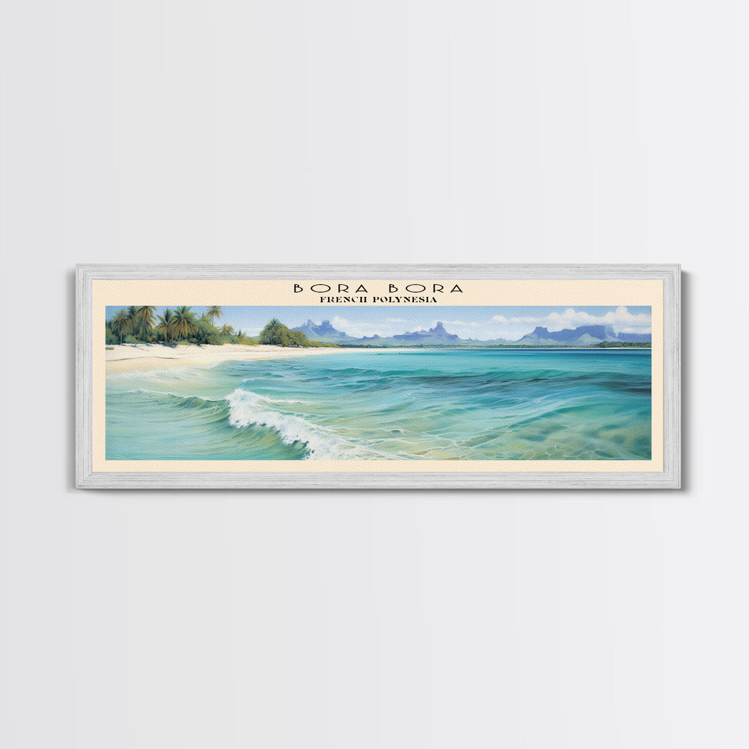 Bora Bora Travel Art Framed Canvas Print, COUNTRY Wall Decor, Home Decor, Travel Poster, Vintage Wall Art, Watercolor Painting