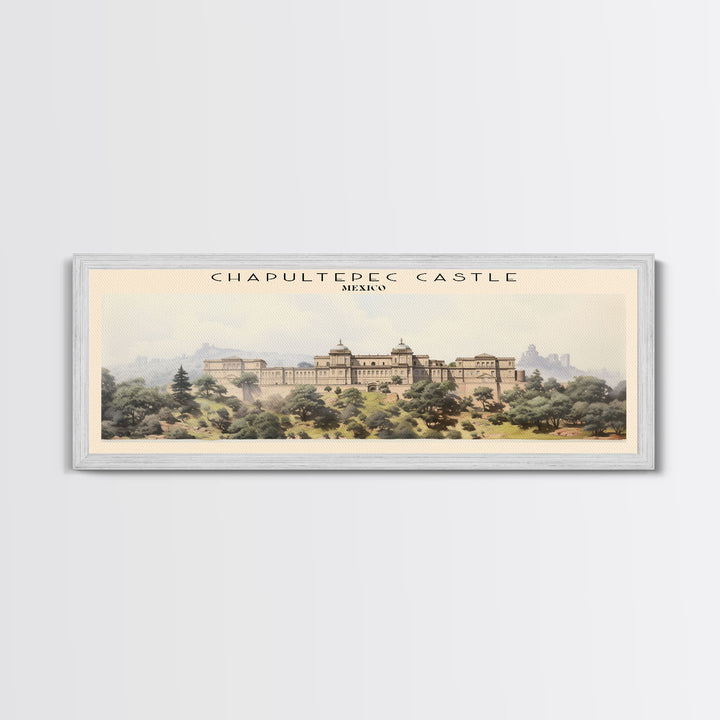 Chapultepec Castle Retro Style Travel Poster - Framed Canvas Print - COUNTRY Travel Decor | Vintage Style Home Decor - Travel Print - Wall Art