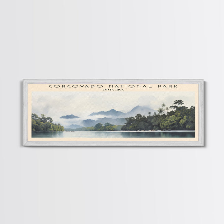Corcovado National Park Travel Art Framed Canvas Print, COUNTRY Wall Decor, Home Decor, Travel Poster, Vintage Wall Art, Watercolor Painting