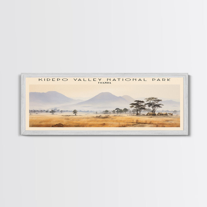 Kidepo Valley National Park Retro Style Travel Poster - Framed Canvas Print - COUNTRY Travel Decor | Vintage Style Home Decor - Travel Print - Wall Art