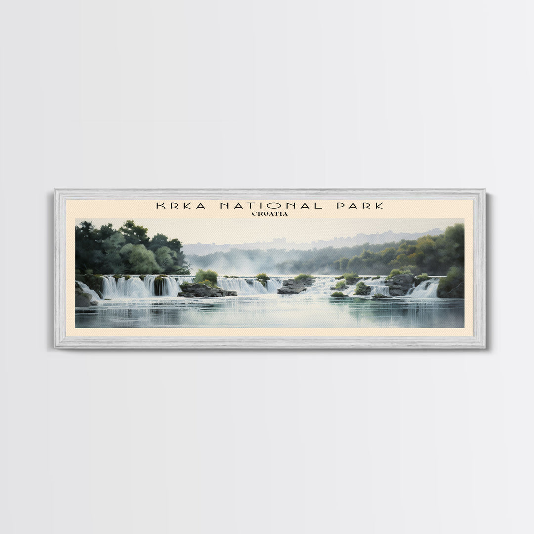 Krka National Park Retro Style Travel Poster - Framed Canvas Print - COUNTRY Travel Decor | Vintage Style Home Decor - Travel Print - Wall Art