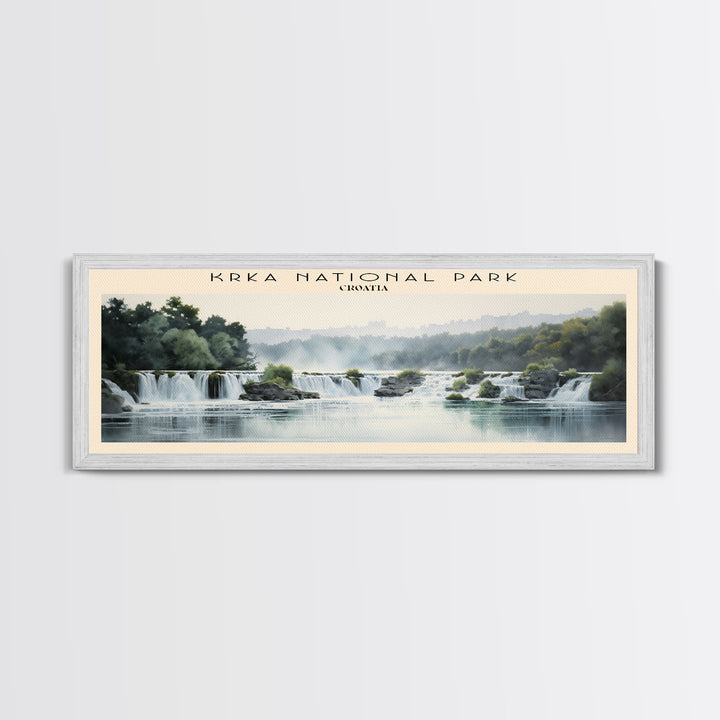 Krka National Park Retro Style Travel Poster - Framed Canvas Print - COUNTRY Travel Decor | Vintage Style Home Decor - Travel Print - Wall Art