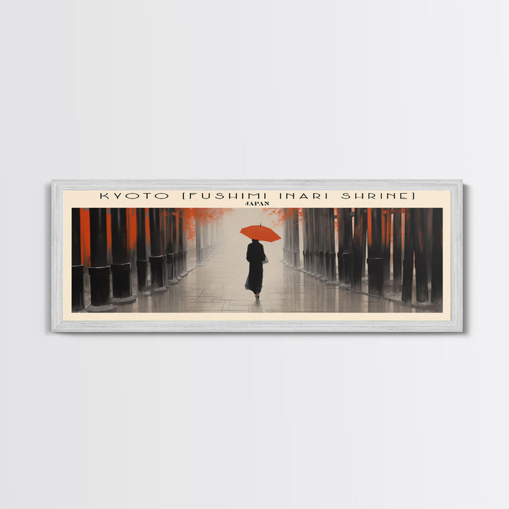 Kyoto Fushimi Inari Shrine Travel Art Framed Canvas Print, COUNTRY Wall Decor, Home Decor, Travel Poster, Vintage Wall Art, Watercolor Painting