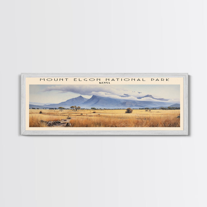 Mount Elgon National Park Retro Style Travel Poster - Framed Canvas Print - COUNTRY Travel Decor | Vintage Style Home Decor - Travel Print - Wall Art