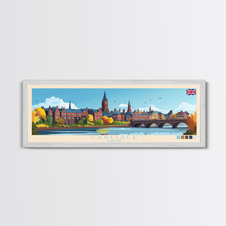 Carlisle, England Travel Poster Panoramic Canvas Print, Carlisle, England Painting, England Art, Carlisle Travel Art, Guest Room Painting