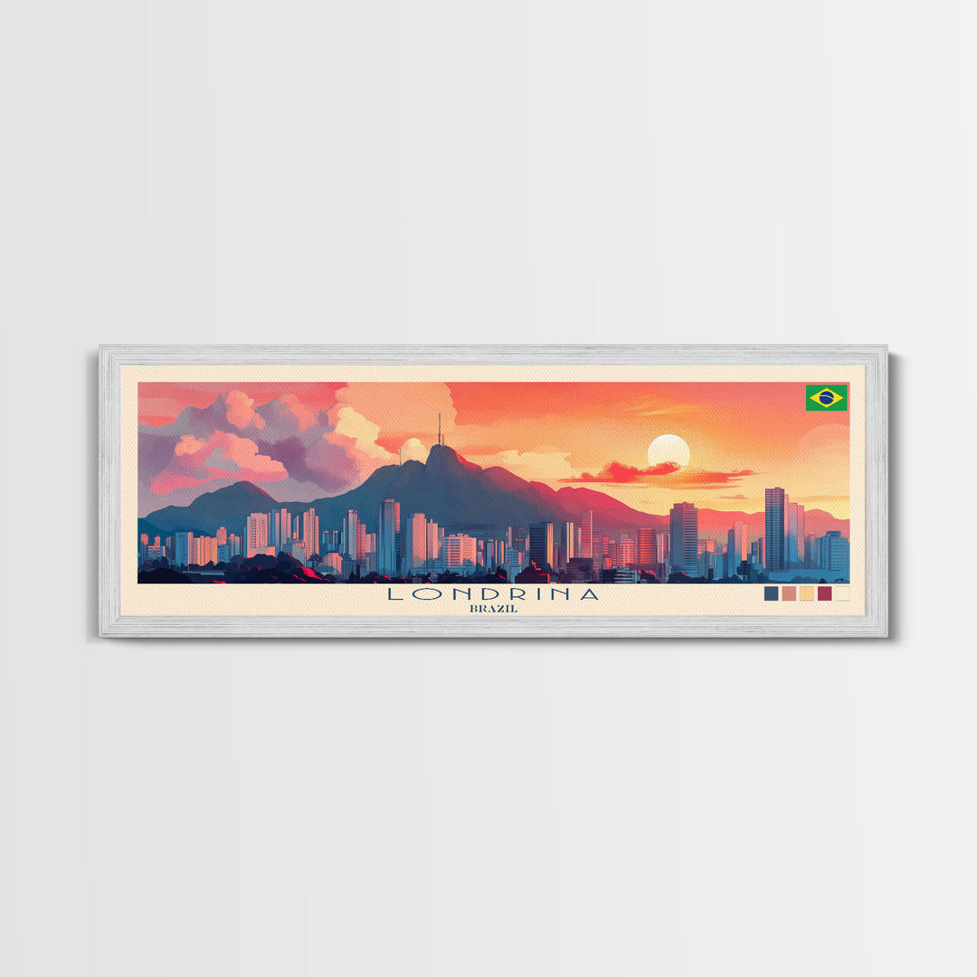 Londrina, Brazil Panoramic Travel Poster Canvas Print, Londrina, Brazil Painting, Brazil Art, Londrina Travel Art, Guest Room Painting