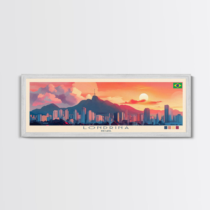 Londrina, Brazil Panoramic Travel Poster Canvas Print, Londrina, Brazil Painting, Brazil Art, Londrina Travel Art, Guest Room Painting
