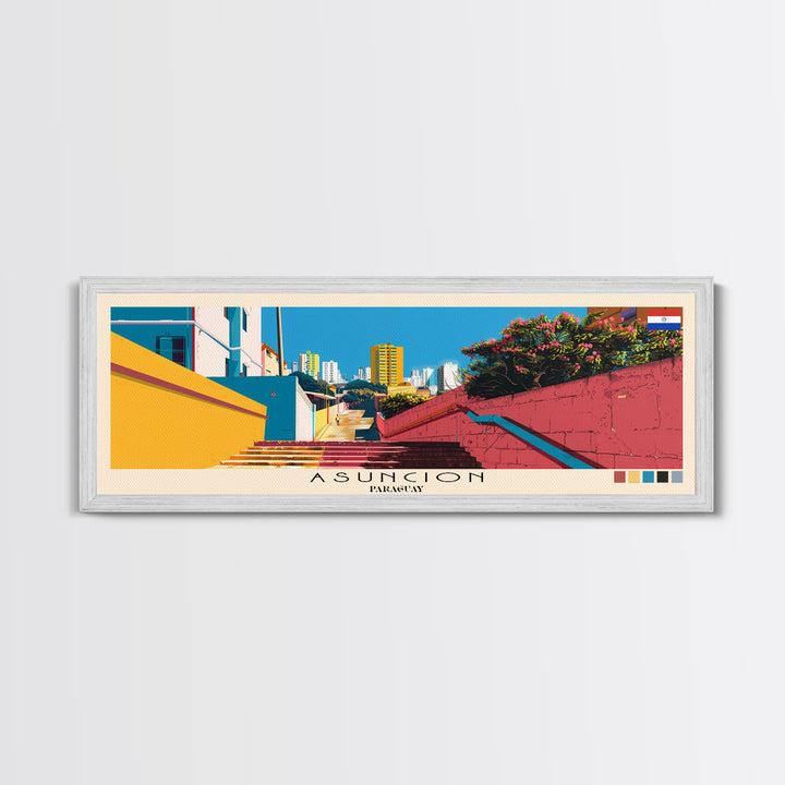 Asuncion, Paraguay Panoramic Canvas Print, Asuncion, Paraguay Painting, Paraguay Art, Asuncion Travel Poster, Travel Art, Living Room Painting