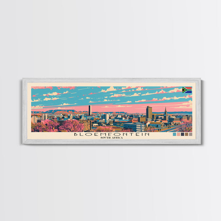 Bloemfontein, South Africa Panoramic Canvas Print, Bloemfontein, South Africa Painting, South Africa Art, Bloemfontein Travel Poster, Travel Art, Guest Room Painting
