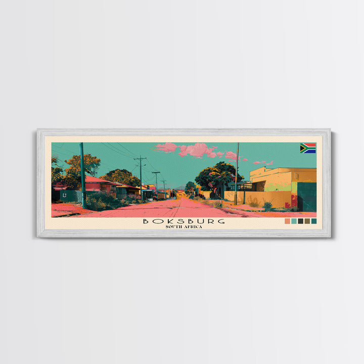 Boksburg, South Africa Panoramic Canvas Print, Boksburg, South Africa Painting, South Africa Art, Boksburg Travel Poster, Travel Art, Housewarming Gift