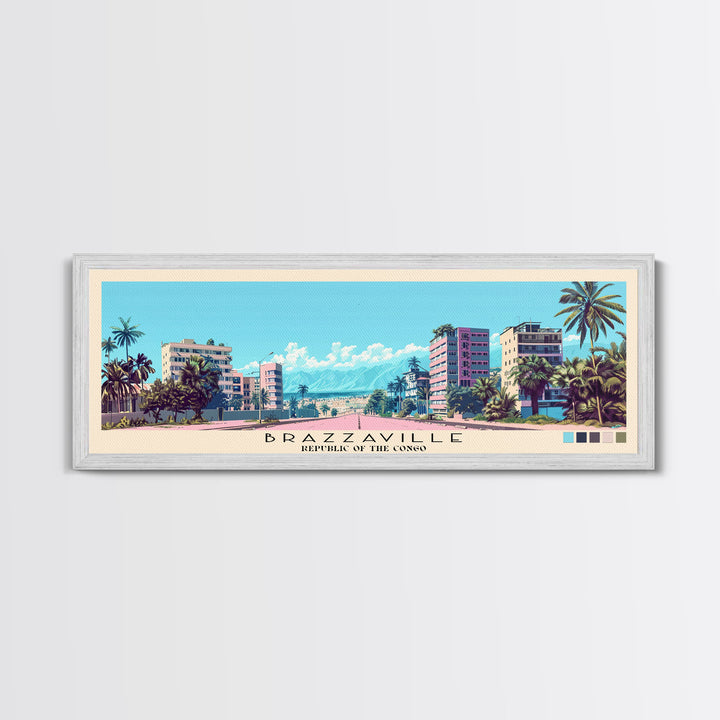 Brazzaville, Republic of the Congo Panoramic Canvas Print, Brazzaville, Republic of the Congo Painting, Republic of the Congo Art, Brazzaville Travel Poster, Travel Art, Guest Room Painting