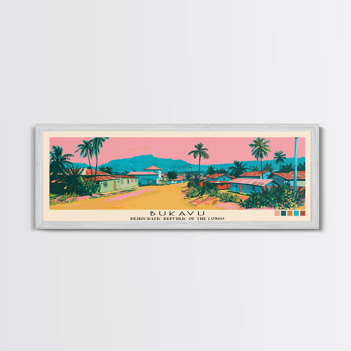 Bukavu, Congo Panoramic Canvas Print, Bukavu, Congo Painting, Congo Art, Bukavu Travel Poster, Travel Art, Living Room Painting
