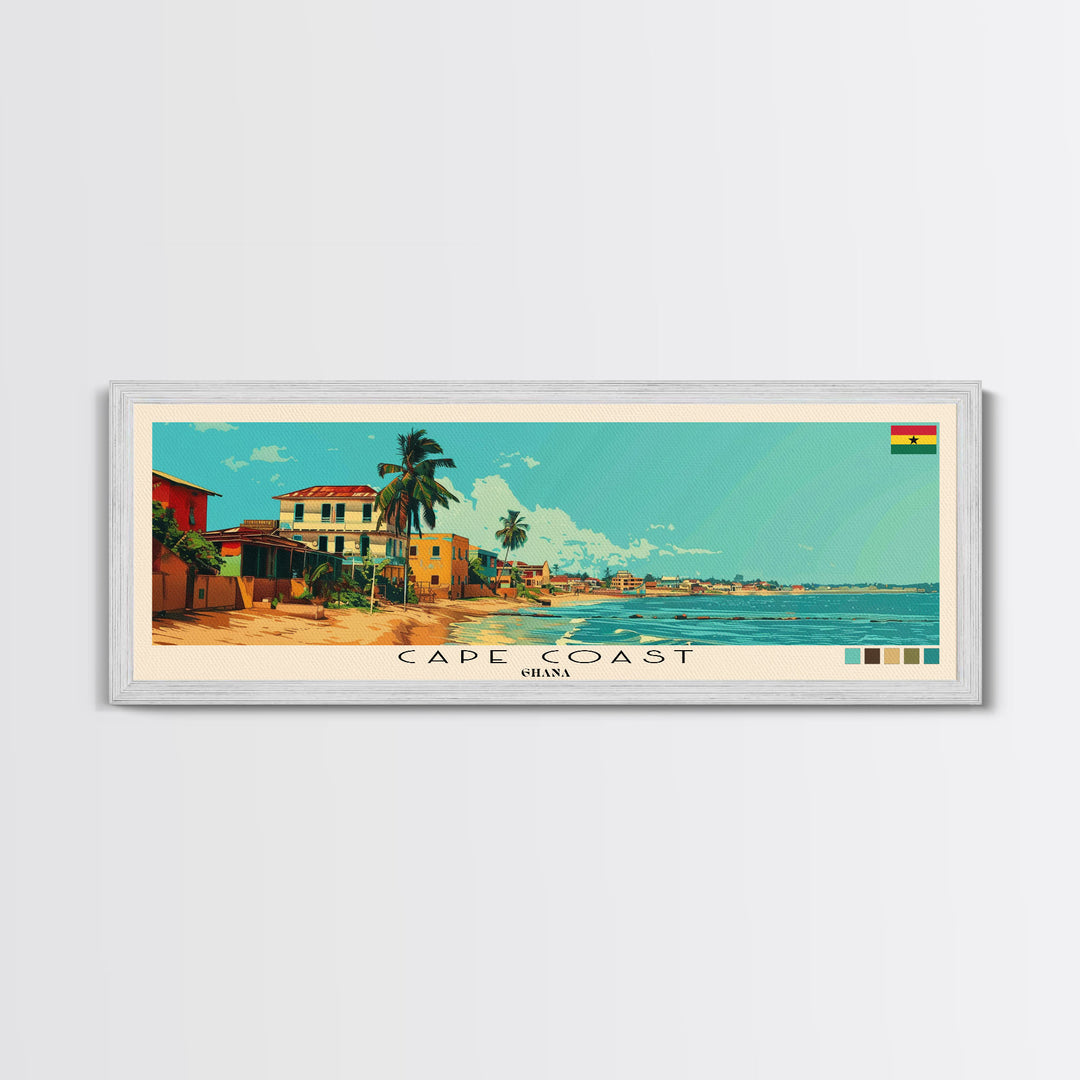 Cape Coast, Ghana Panoramic Canvas Print, Cape Coast, Ghana Painting, Ghana Art, Cape Coast Travel Poster, Travel Art, Living Room Painting