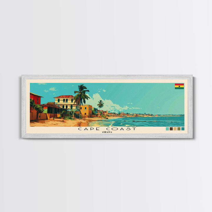 Cape Coast, Ghana Panoramic Canvas Print, Cape Coast, Ghana Painting, Ghana Art, Cape Coast Travel Poster, Travel Art, Living Room Painting