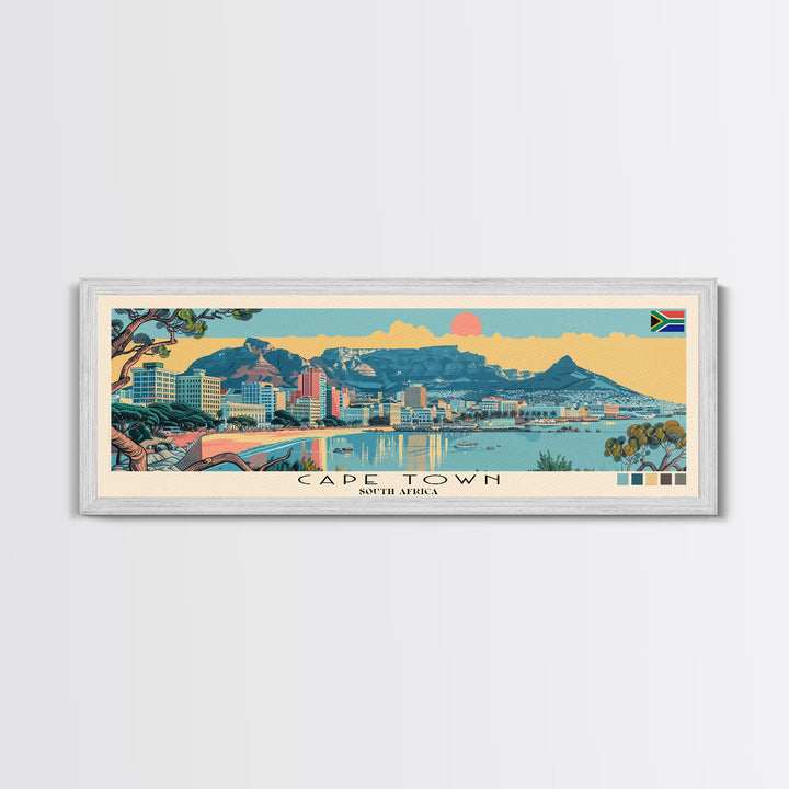 Cape Town, South Africa Panoramic Canvas Print, Cape Town, South Africa Painting, South Africa Art, Cape Town Travel Poster, Travel Art, Housewarming Gift