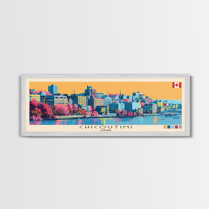 Chicoutimi, Canada Panoramic Canvas Print, Chicoutimi, Canada Painting, Canada Art, Chicoutimi Travel Poster, Travel Art, Guest Room Painting