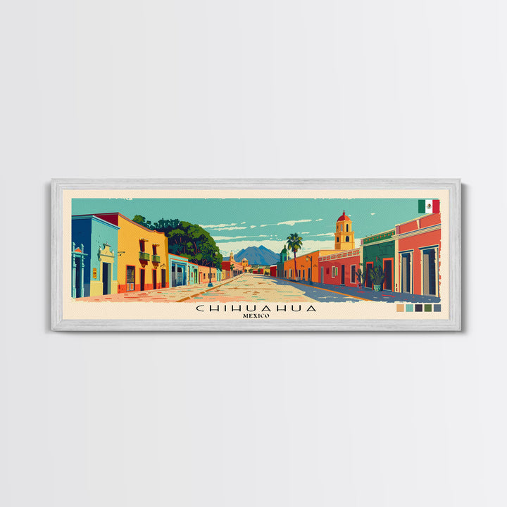 Chihuahua, Mexico Panoramic Canvas Print, Chihuahua, Mexico Painting, Mexico Art, Chihuahua Travel Poster, Travel Art, Vacation Gift