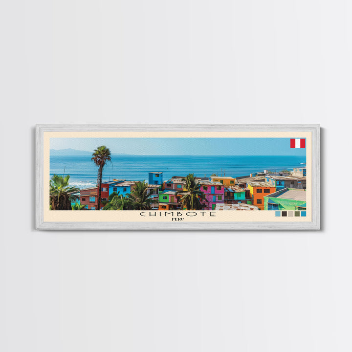 Chimbote, Peru Panoramic Canvas Print, Chimbote, Peru Painting, Peru Art, Chimbote Travel Poster, Travel Art, Housewarming Gift