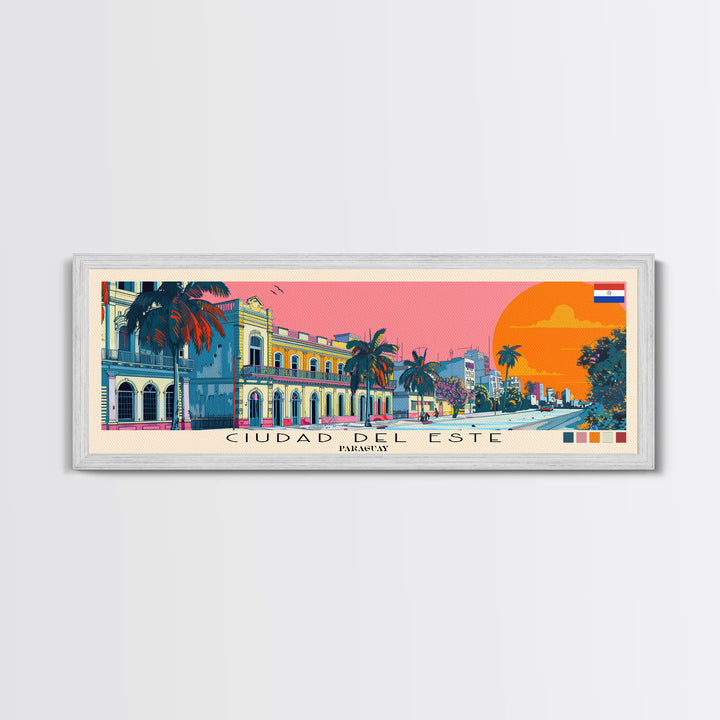 Ciudad del Este, Paraguay Panoramic Canvas Print, Ciudad del Este, Paraguay Painting, Paraguay Art, Ciudad del Este Travel Poster, Travel Art, Guest Room Painting