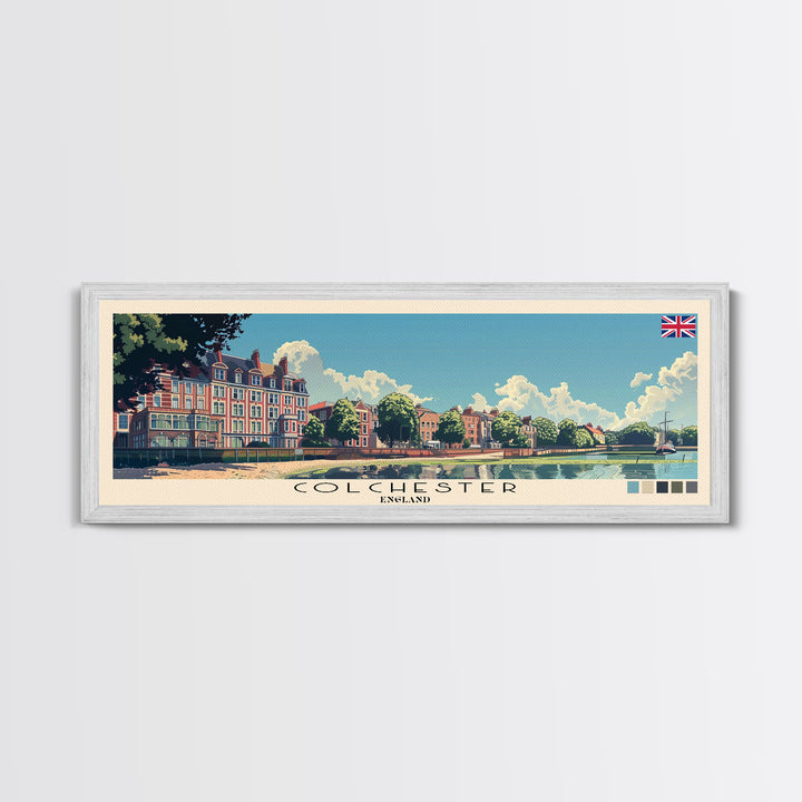 Colchester, England Panoramic Canvas Print, Colchester, England Painting, England Art, Colchester Travel Poster, Travel Art, Guest Room Painting