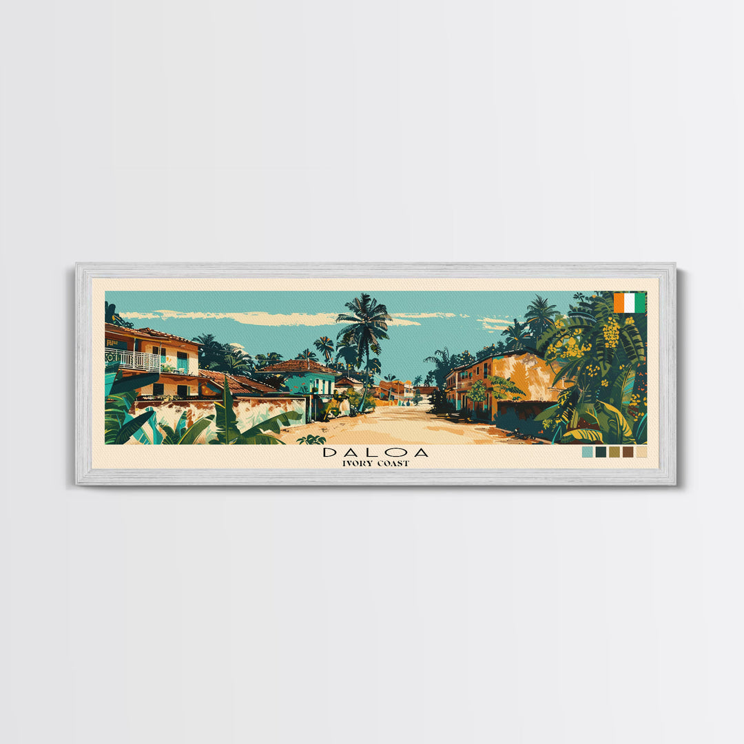 Daloa, Ivory Coast Panoramic Canvas Print, Daloa, Ivory Coast Painting, Ivory Coast Art, Daloa Travel Poster, Travel Art, Living Room Painting