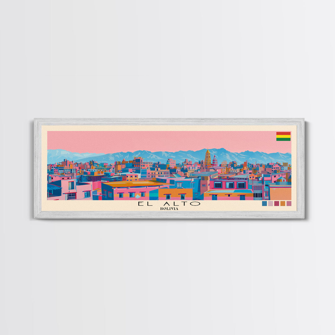 El Alto, Bolivia Panoramic Canvas Print, El Alto, Bolivia Painting, Bolivia Art, El Alto Travel Poster, Travel Art, Housewarming Gift