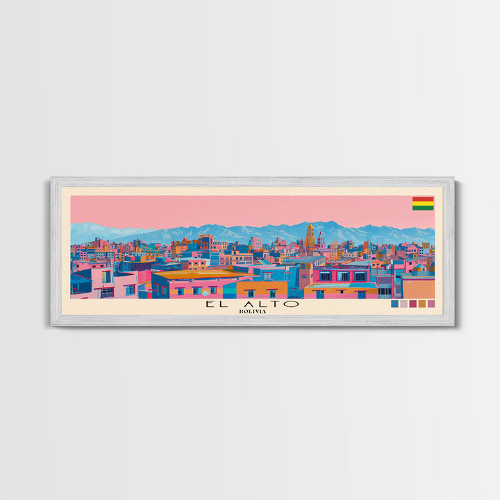 El Alto, Bolivia Panoramic Canvas Print, El Alto, Bolivia Painting, Bolivia Art, El Alto Travel Poster, Travel Art, Housewarming Gift