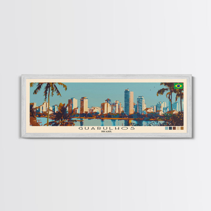 Guarulhos, Brazil Panoramic Canvas Print, Guarulhos, Brazil Painting, Brazil Art, Guarulhos Travel Poster, Travel Art, Guest Room Painting