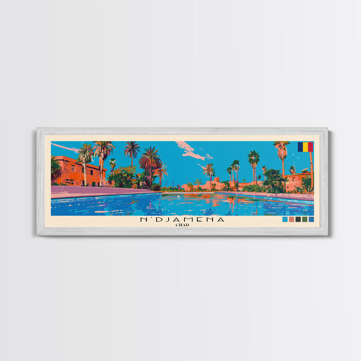 N'Djamena, Chad Panoramic Canvas Print, N'Djamena, Chad Painting, Chad Art, N'Djamena Travel Poster, Travel Art, Housewarming Gift